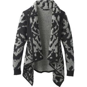 NEW Prana Alberta Reversible Cardigan Sweater Open Front Black & Grey Medium